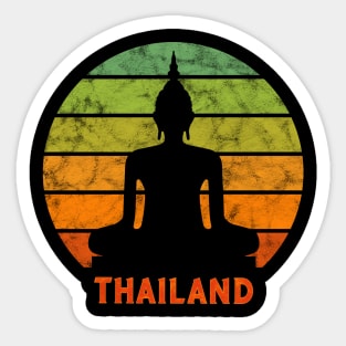 Thailand Buddha Silhouette On A Rainbow Of Sunset Colors Sticker